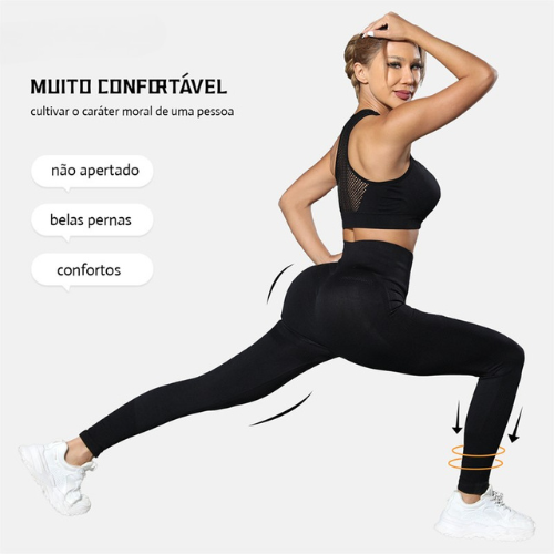 Calça legging feminina esportes academia yoga cintura alta com elasticidade